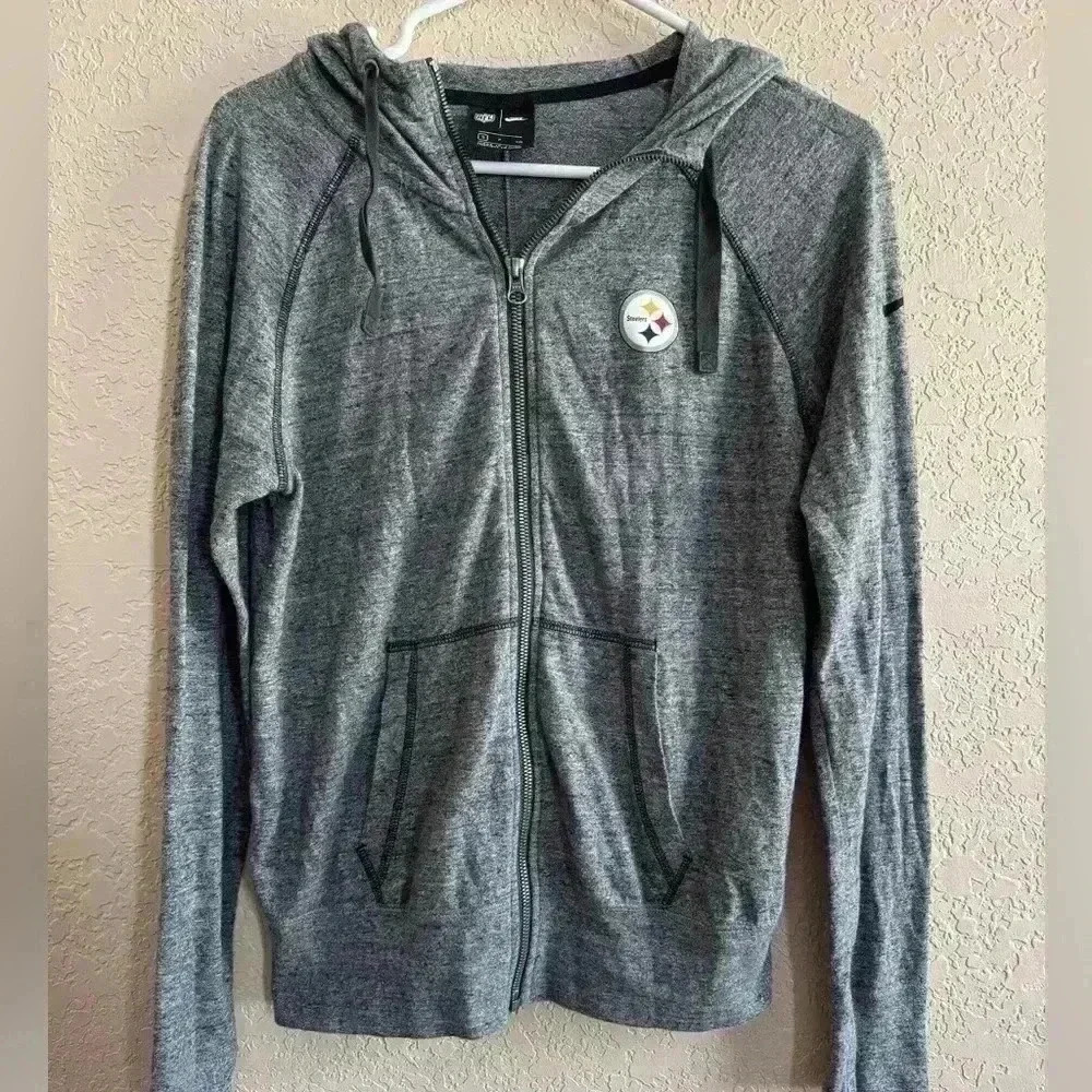 NIKE PITTSBURGH STEELERS WOMENS GREY VINTAGE LONG SLEEVE FULL ZIP JACKET size S